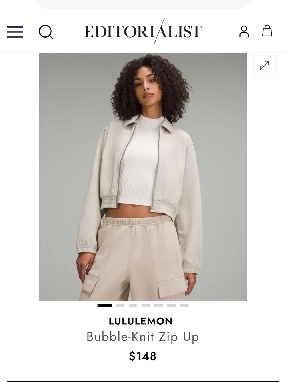 lululemon athletica Cropped Bubble-Knit Zip Jacket in Light Beige